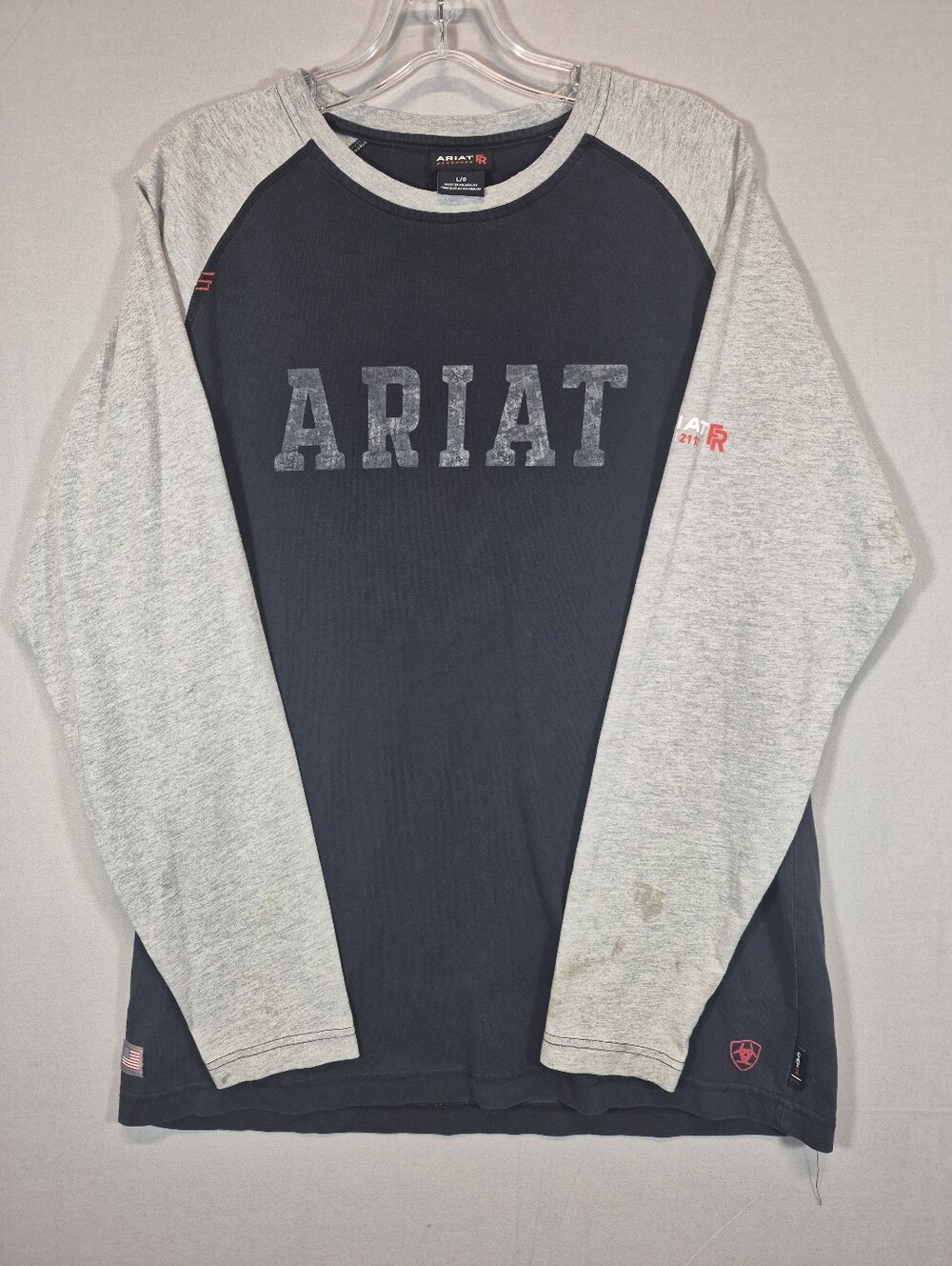 Ariat FR CAT 2 Men’s Large Long Sleeve Shirt Navy Gray Flame Resistant Workwear